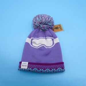 Locale Beanie Youth‎ One Size Pikes Peak Purple Goggle Pom Sustainable Knit Hat